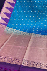 Peacock Blue and Royal Purple Kanjivaram Soft Silk Saree