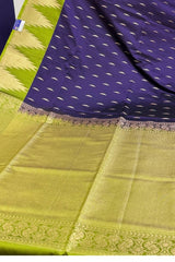 Stunning Purple and Green Kanjivaram Soft Silk Saree