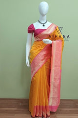 Yellow Soft Semi Silk Saree