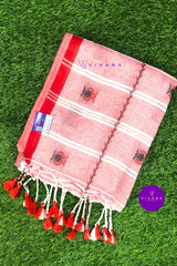 White Bengal Cotton Saree with Pomegranate Motifs