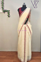Kerala Cotton Set Mundu with Maroon Kara