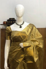 Golden Yellow Kanjivaram Tissue Silk Saree