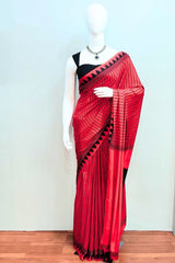 Elegant Red Semi Modal Crepe Silk Saree
