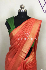 Orange Kota Silk Weaving Saree