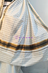 Kerala Cotton Set Mundu with Classic Check and Rich Kasavu Border