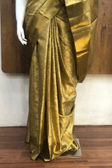 Golden Yellow Kanjivaram Tissue Silk Saree