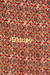 Rust Orange Modal Satin Silk Saree with Traditional Ajrakh Print