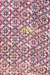 Dark Wine Modal Satin Silk Saree with Traditional Ajrakh Print
