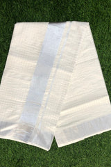 Silver Checkered Kerala Cotton Saree