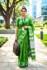 Leaf Green Bengal Cotton Saree