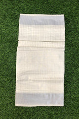 Silver Checkered Kerala Cotton Saree