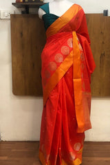 Orange Banarasi Katan Silk Saree