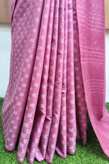 Dark Pink Kota Silk Jacquard Weaving Bhagalpuri Saree