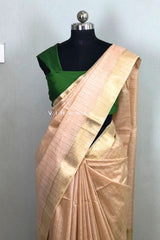 Cream Kota Mini Check Mangalagiri Silk