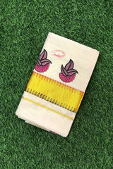 Beautiful Golden Tissue Set Saree-Leaf Motifs