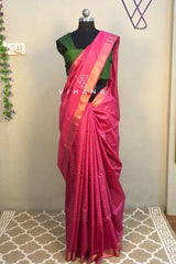 Pink Kota Mini Check Mangalagiri Silk