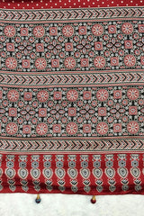 Deep Maroon Bandini Print Premium Modal Silk Saree
