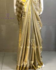 Golden Tissue Set Saree (2595) off White & Golden Color