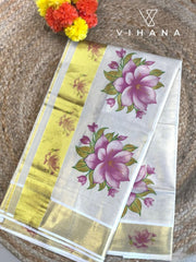 Golden Tissue Kerala Set Saree - VS404