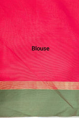 Pinkish Red Pure Handloom Soft Cotton Saree
