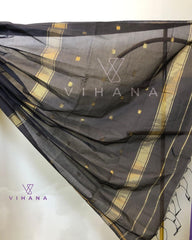 Maheswari Cotton Silk Saree Black Color