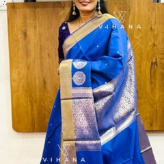 Blue Banarasi Katan Silk Saree