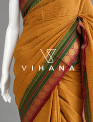 Pure Chettinad Cotton Check Zari Border Saree-VS516