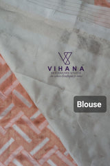 Elegant Peach Cotton Linen Saree