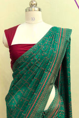 Peacock Green Cotton Silk Blend Saree