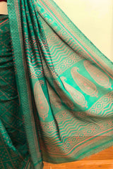 Peacock Green Cotton Silk Blend Saree