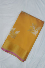 Yellow Banarasi Katan Silk Saree