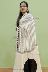 Elegant Off-White and Black Combination Semi Modal Crepe Silk Saree