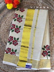Golden Tissue Kerala Set Saree - VS401