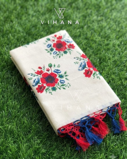 Kerala Set Saree with Floral Print