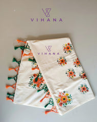 Kerala Set Saree with Floral Print Design