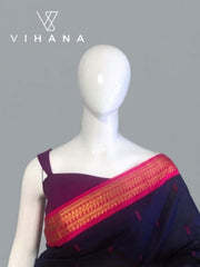 Kanchi Cotton Saree Navy Blue Color-VS511