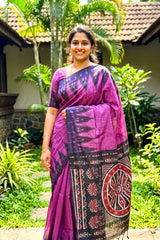Magenta Sambalpuri Cotton Saree