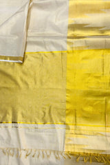 Golden Tissue Set Saree with Temple Print Border