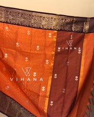 Orange Banarasi Khatan Semi Silk Saree-VS204