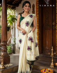 Kerala Set Saree with Floral Print