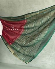 Viscose Georgette Banarasi Check Maroon Color-VS528
