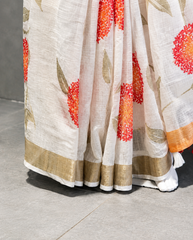 Linen Off-White Color Saree – VS523