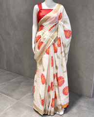 Linen Off-White Color Saree – VS523