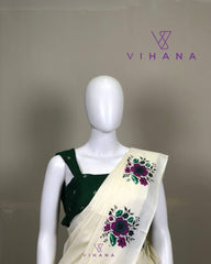 Kerala Set Saree with Floral Print