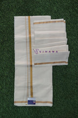 Kerala Cotton Set Mundu with Golden Border