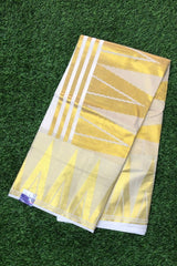 Premium Cotton Set Saree with Gold Zari Temple Border Designs