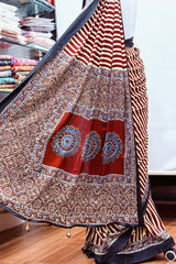 Rich Maroon Striped Gajji Modal Satin Silk Saree with Blouse Piece