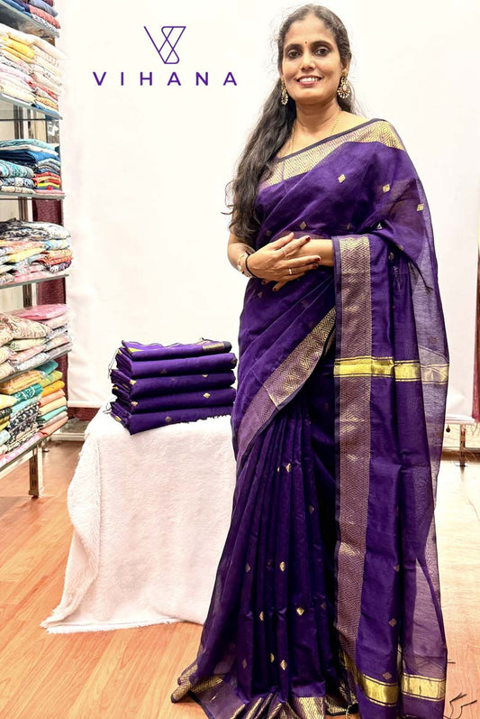 Rich Violet Maheshwari Silk Cotton Saree with Running Blouse Piece ✨ Inspired by the timeless grace of Nayanthara
