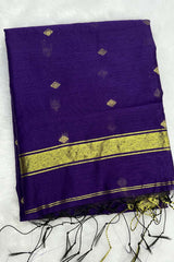 Rich Violet Maheshwari Silk Cotton Saree with Running Blouse Piece ✨ Inspired by the timeless grace of Nayanthara