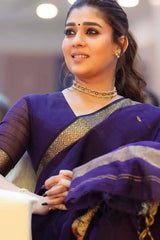 Rich Violet Maheshwari Silk Cotton Saree with Running Blouse Piece ✨ Inspired by the timeless grace of Nayanthara
